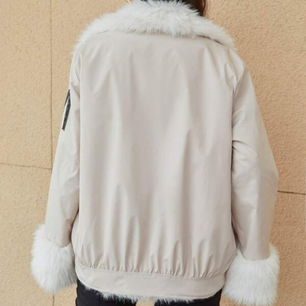 Lined with Soft Faux fur coat with - Picture 7 of 8
